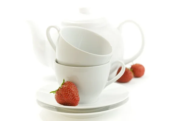 Teezeit mit Erdbeere — Stockfoto