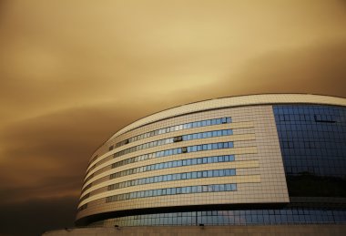 Minsk Arena during a bad weather. clipart