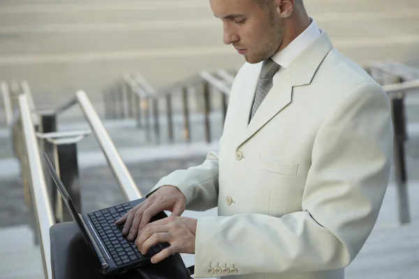 Businessman portrait with laptop — Stock Photo, Image