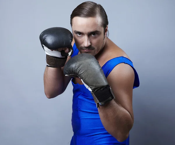 Portrait of boxer stylised under olden time — Stock Photo, Image