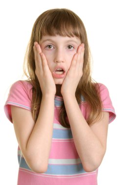 Surprised girl with widely open eyes clipart