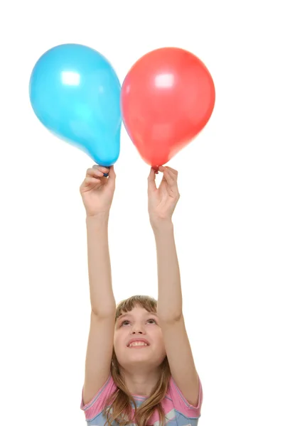 Meisje met twee ballonnen — Stockfoto