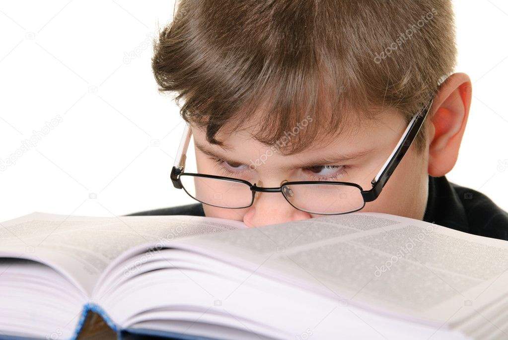 Boy reads book