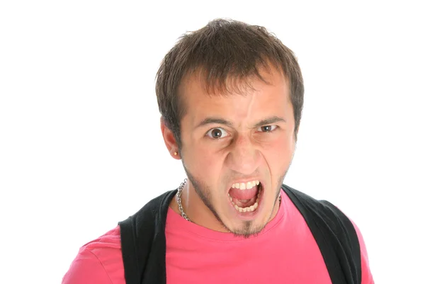 Neoholený škodlivý mladý muž křičí — Stock fotografie