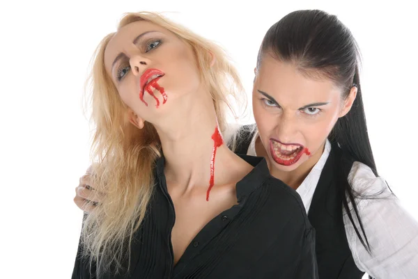 Malicious woman -vampire and beautiful women — Stock Photo, Image