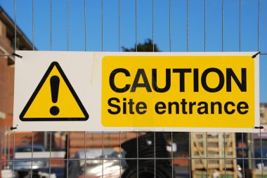 Caution site entrance sign clipart