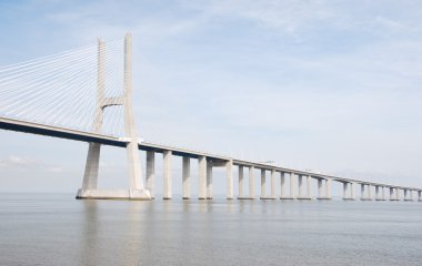 Vasco da Gama Bridge in Lisbon, Portugal clipart