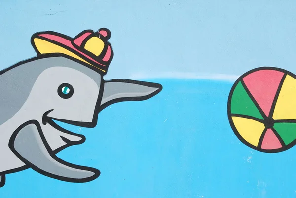 Стіна графіті (морська тема ) — стокове фото