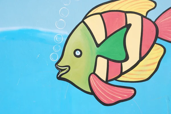 낙서 벽 (바다 테마) — 스톡 사진