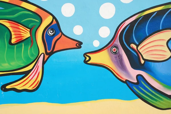 낙서 벽 (바다 테마) — 스톡 사진