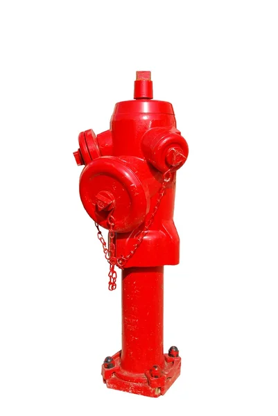 Червоний пожежний гідрант ізольований на білому тлі — стокове фото
