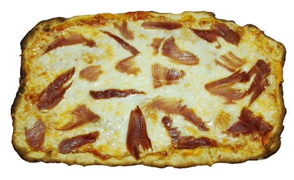 3sýr pizza a domácí šunka (izolovaná) — Stock fotografie