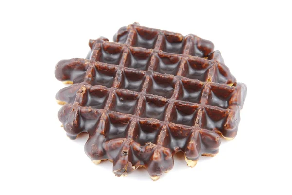 Chocolade Belgische wafel op wit — Stockfoto
