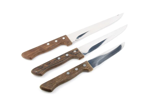 Beyaz ahşap mutfak bıçakları — Stok fotoğraf