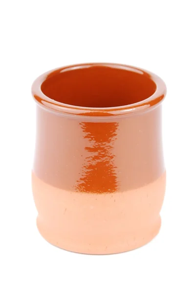 充满活力的橙色陶瓷种植白底锅 — 图库照片