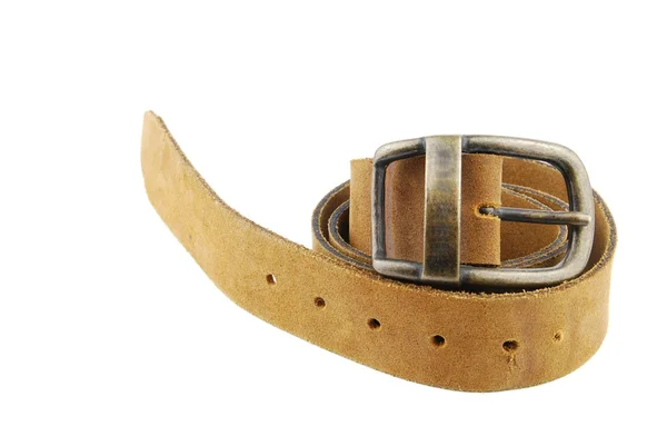 Camel/brown leather belt on white — Stock Photo, Image