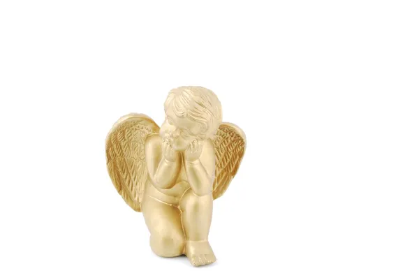 白底金色天使 — 图库照片