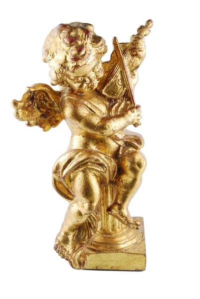 Anjo dourado de música com violino em branco — Fotografia de Stock