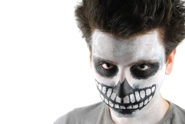 Скелет Creepy хлопець (карнавал обличчя живопис) — стокове фото