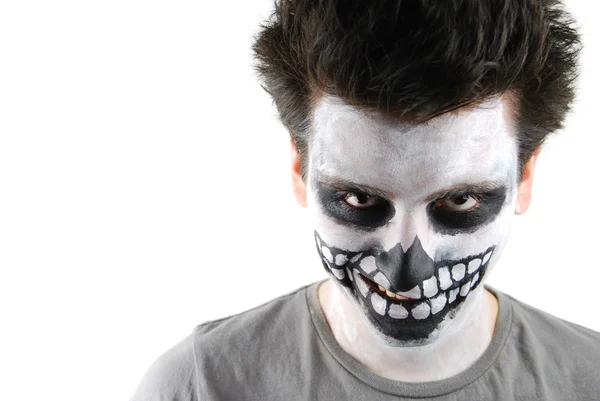 Chico esqueleto espeluznante (Carnaval pintura de la cara ) —  Fotos de Stock