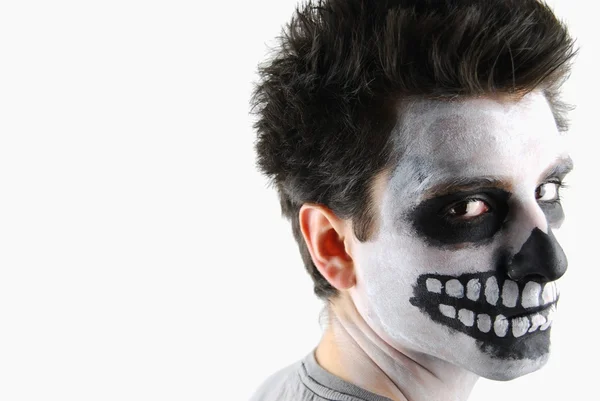 Chico esqueleto espeluznante (Carnaval pintura de la cara ) — Foto de Stock