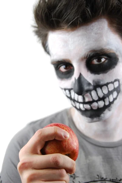 Don't eat just apples (skeleton guy concept) — Stock Photo, Image