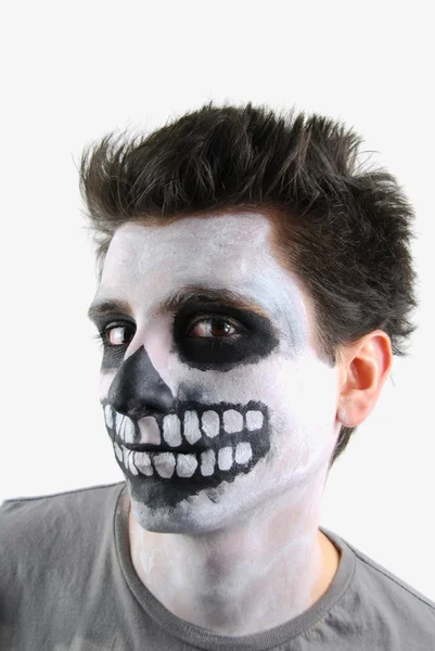 Strašidelné kostry chlap (Karneval malování na obličej) — Stock fotografie