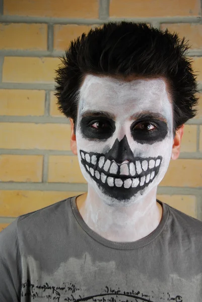 Portrait of a creepy skeleton guy (Carnival face painting) — Stock Photo, Image
