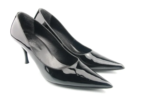 Lesklé vysoké ženské boty na podpatku — Stock fotografie