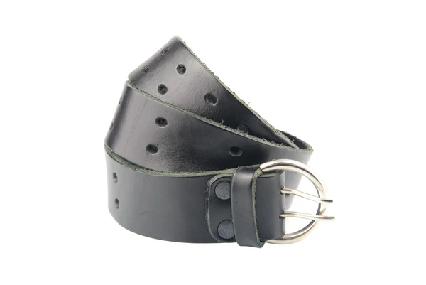 Black man leather belt on white — Stock Photo, Image