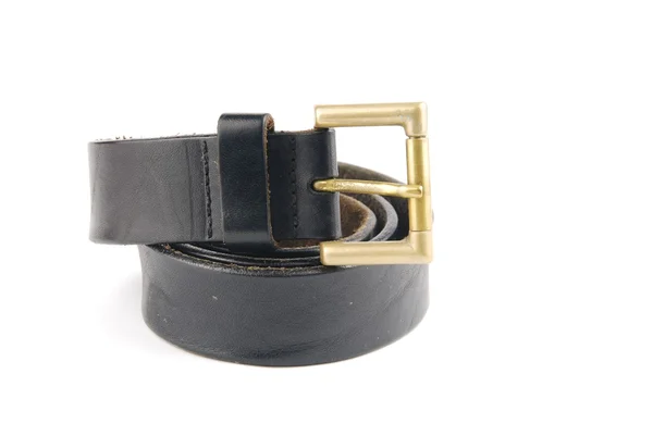 Cinturão de couro preto homem no branco — Fotografia de Stock