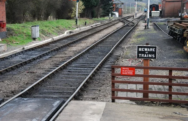 stock image Beware of trains