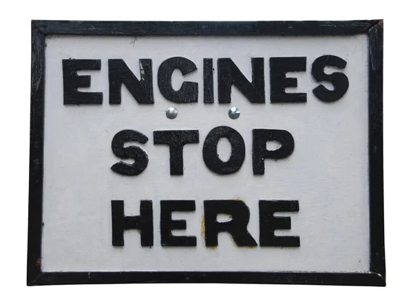 Engines stop here sign — Stock Photo, Image