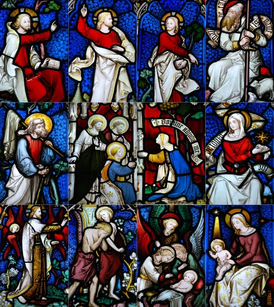 Religieuze gebrandschilderd glas venster collectie — Stockfoto