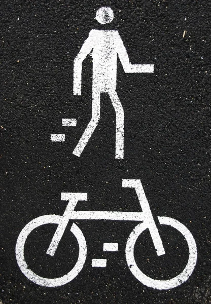 Señal peatonal y bicicleta — Foto de Stock