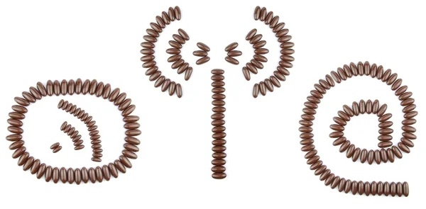 Símbolos da Internet de chocolate — Fotografia de Stock