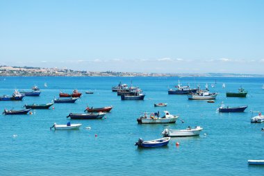 Boat harbor in Cascais, Portugal clipart