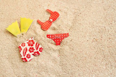 Bathing suits on the beach clipart