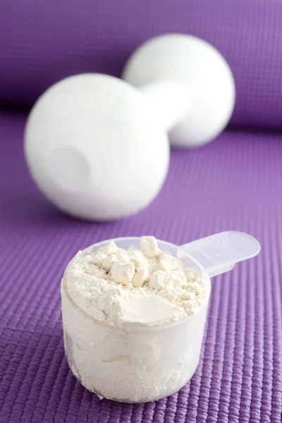 Powder protein at the gym — Stock Photo, Image