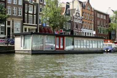 Amsterdam house boat clipart