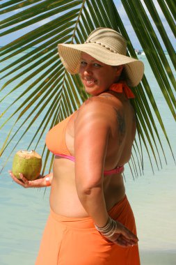 Tropical beach woman clipart