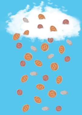 Money falling from the sky clipart