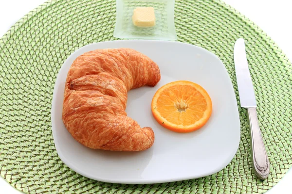金牛角面包的早餐 — 图库照片