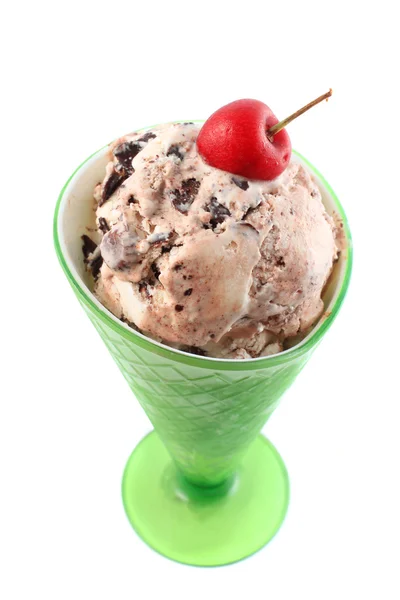 Ice cream sundae with cherry — Stock Photo, Image