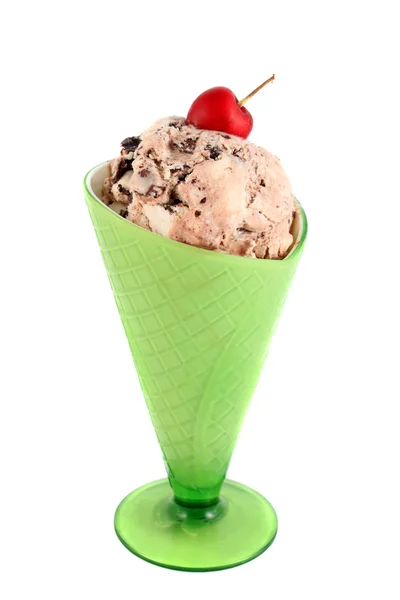 Ice cream sundae with cherry — Stock Photo, Image