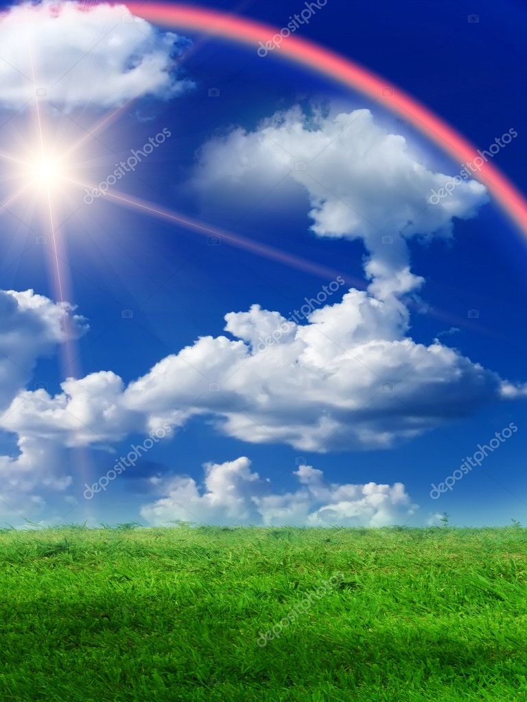 Sun sky clouds rainbow — Stock Photo © Olegusk #2684282