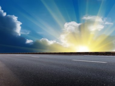 Sun sky clouds road clipart