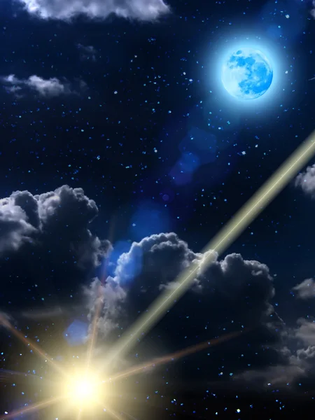 Sky clouds moon meteor — Stock Photo, Image