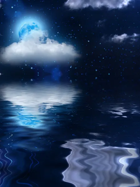 Cielo nuvole luna mare — Foto Stock