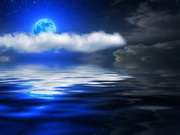 Sky clouds sea moon — Stock Photo, Image